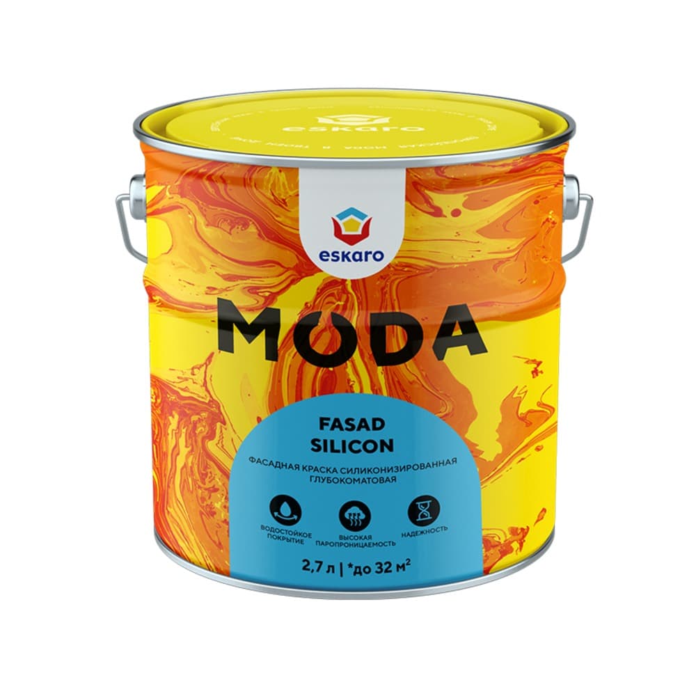 Фасадная глубокоматовая силиконизированная краска Moda Fasad Silicon 2.7 л (TR)