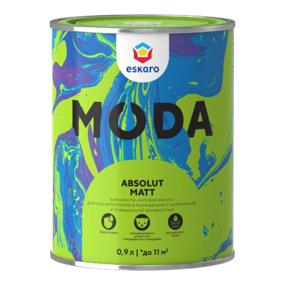 Бархатисто-матовая краска для стен и потолков Moda Absolut Matt 0.9 л (A)