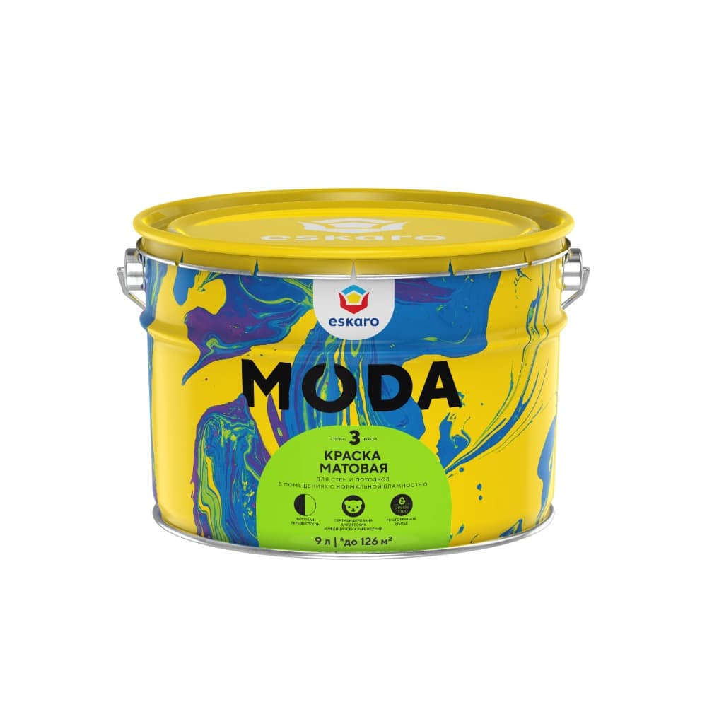Матовая краска для стен и потолков Moda 3 9 л (TR)