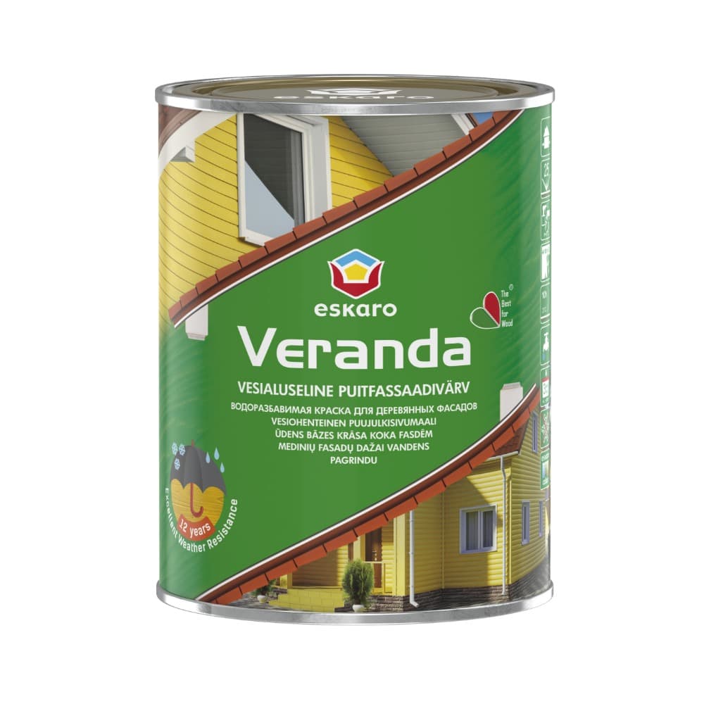 Водоразбавимая краска для деревянных фасадов Veranda 0.95 л (A)