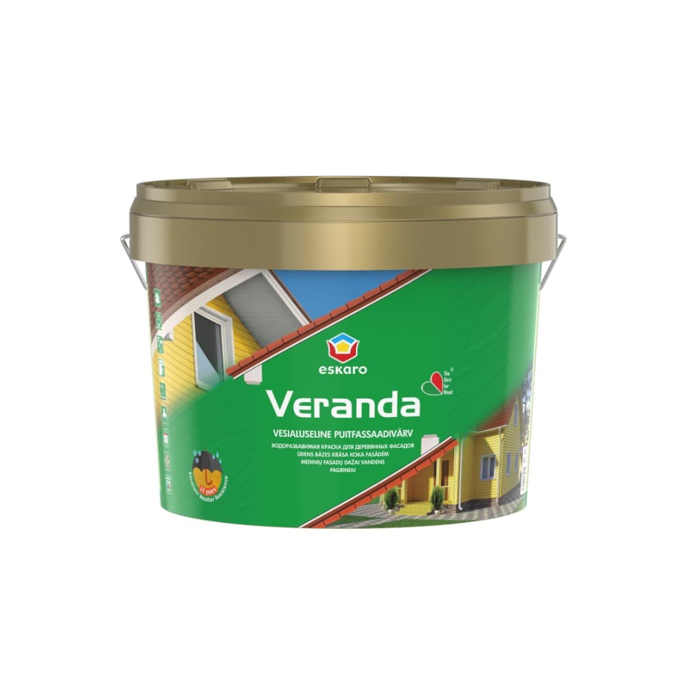 Водоразбавимая краска для деревянных фасадов Veranda 9 л (TR)