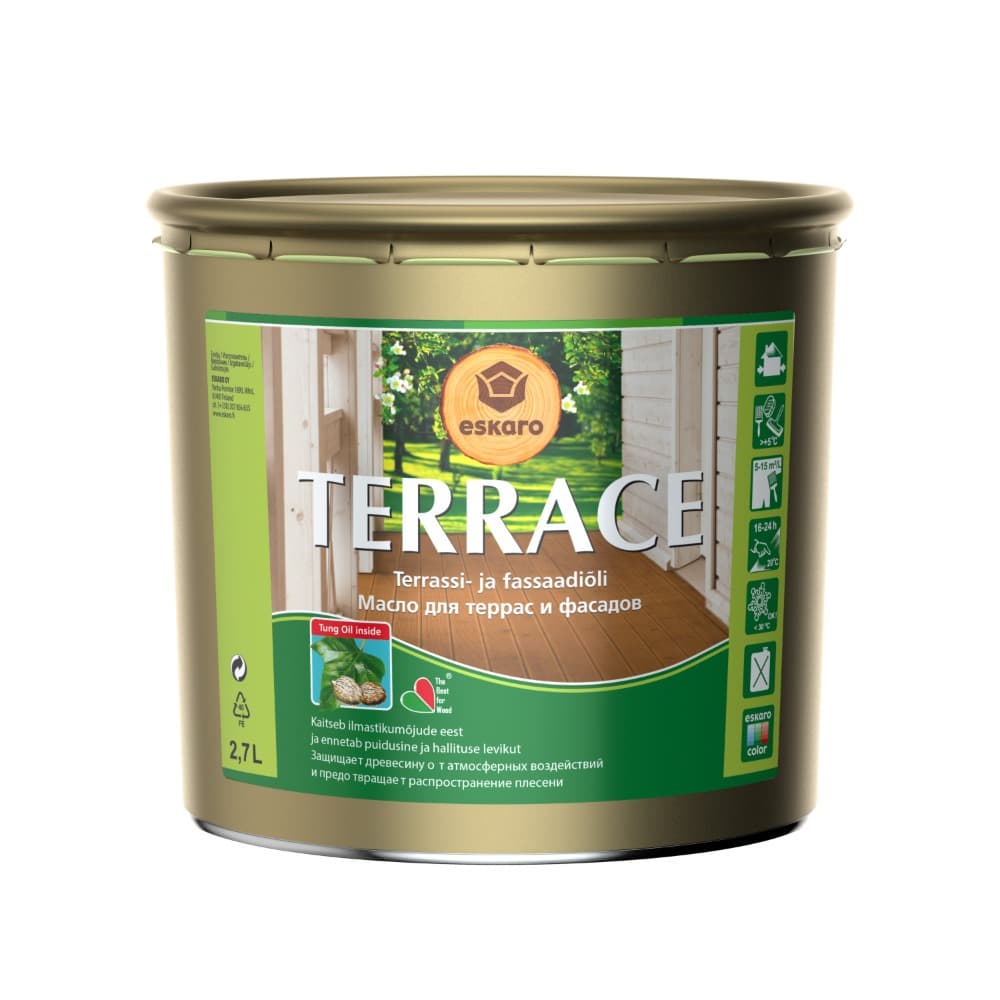 Масло для террас и фасадов органоразбавимое Eskaro Terrace 2.7 л